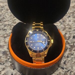 Gold and Blue Men's Watch